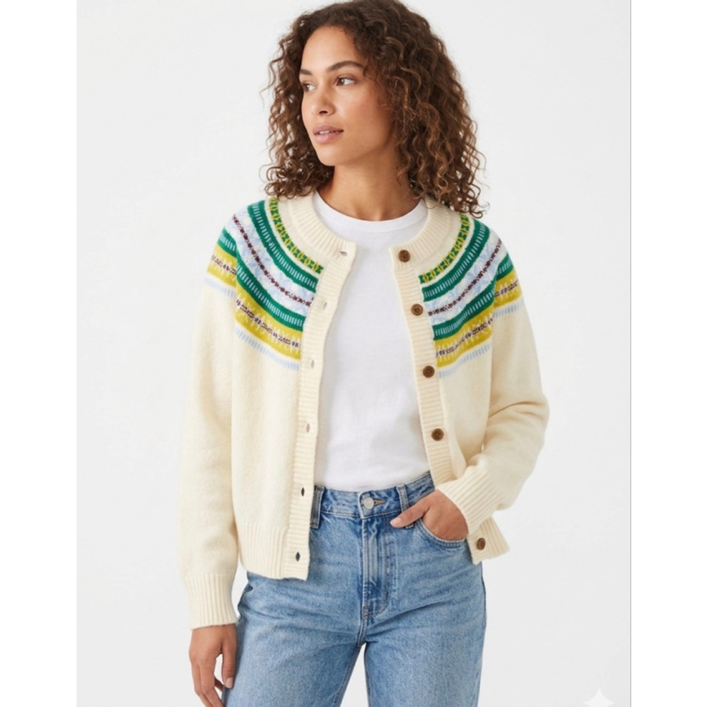Unbranded Cream Fair Isle Cardigan S